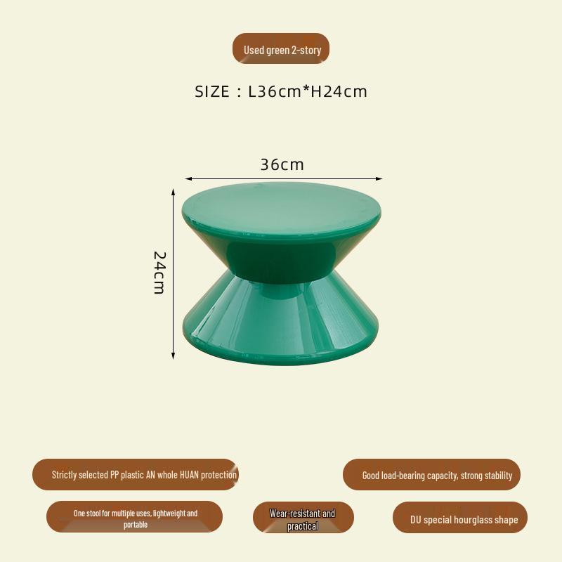 Nordic Hourglass Living Room Bench - Creative Plastic Bedside Stool for Small Apartments, Simple Shoe Changing Seat, Entrance or Household Use.