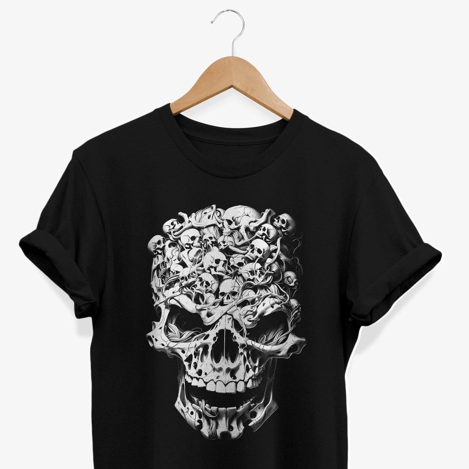 Creepy Skull & Bones T-shirt: Gothic Eerie Graphic Tee M