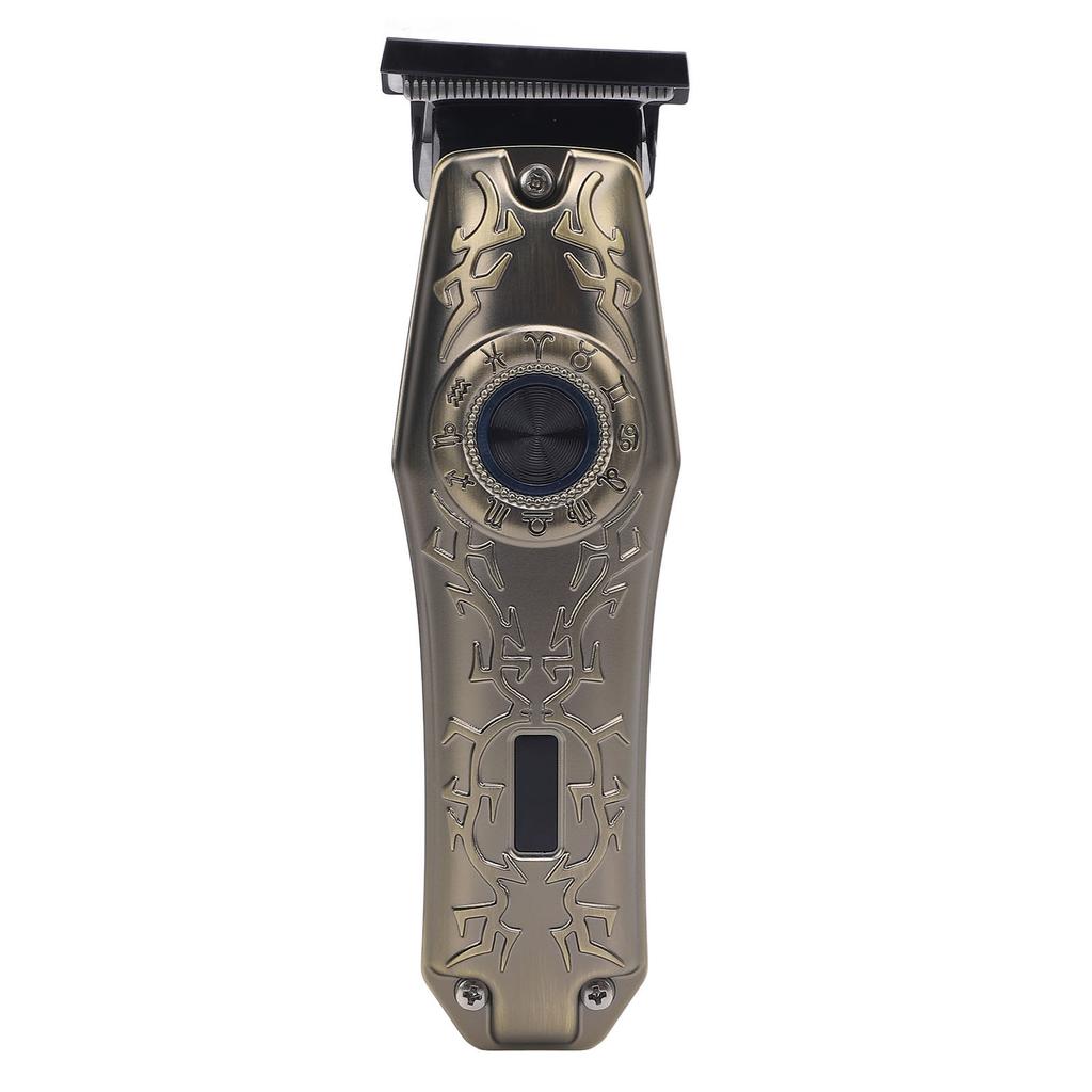 Electric Hair Clipper Vintage Metal Body High Power Low Noise Rechargeable Hair Trimmer with 3 Guide