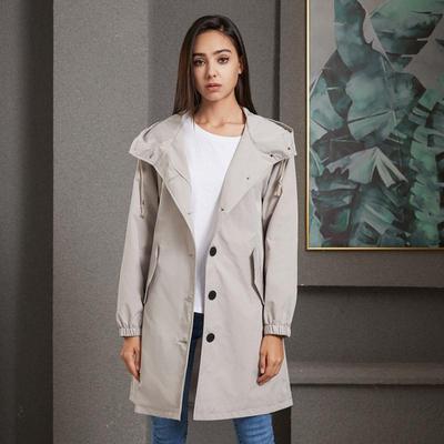 Herbst Winter Frauen Wasserdichte Kapuze Einfarbig Lose Lange Windjacke S-3XL