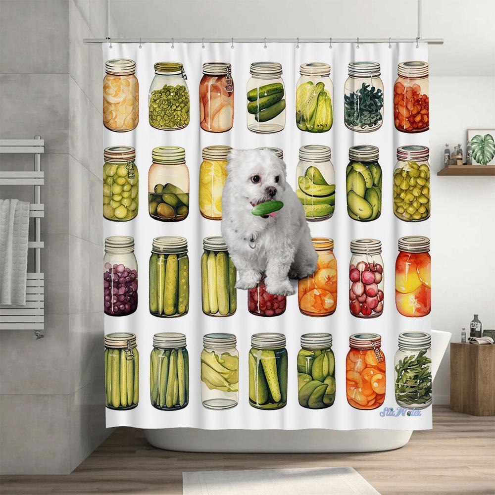 Luxe Bedrukte Douchegordijn Waterdicht Badkamer Decoratie Huisdecoratie Huisdier Portret Canvas Print Boot Print Bloemen Waterval