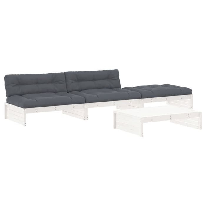 VidaXL Salon de Jardin avec Coussins 4 pcs, Canapé avec Dossier, Ensemble de Meubles avec Table Basse Patio Terrasse, 3186138