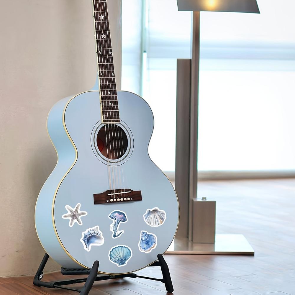 53pcs Blue Ocean Seashell Marine Life Stickers Aesthetic Watercolor Starfish Coral Whale Decals Laptop Journal Scrapbook Sticker