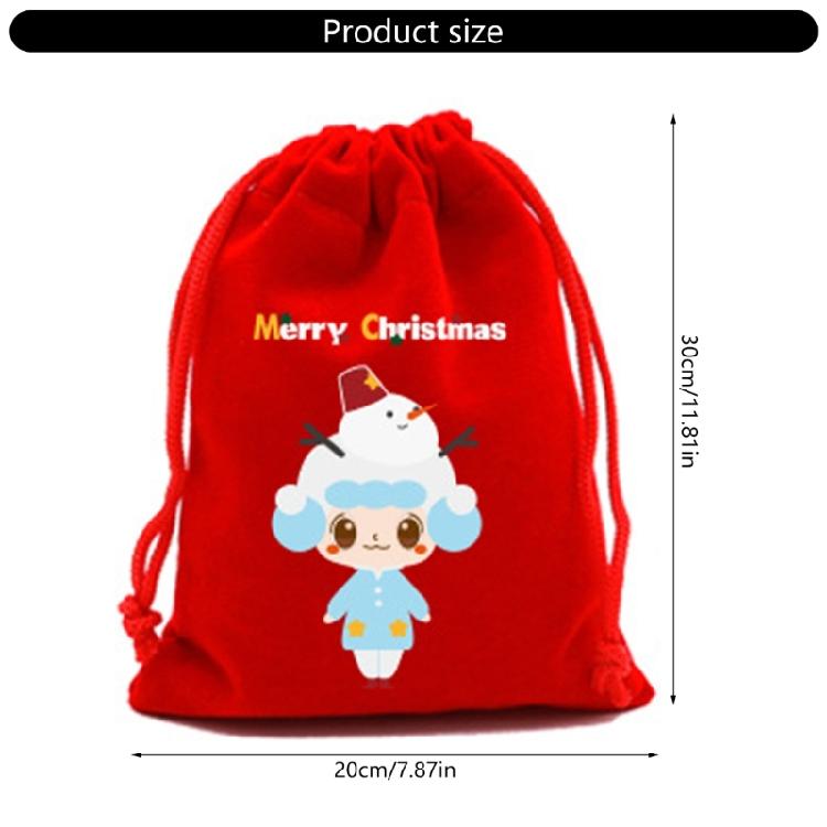 6 Count Large Holiday Gift Bags 20x30cm Plush Fabric Christmas Cookie Packaging for Candy Storage and