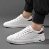 New Shoes for Men Genuine Leather Casual Shoes Street Trend White Flat Skateboard Shoes Man Cow Leather Lace-up Sneakers