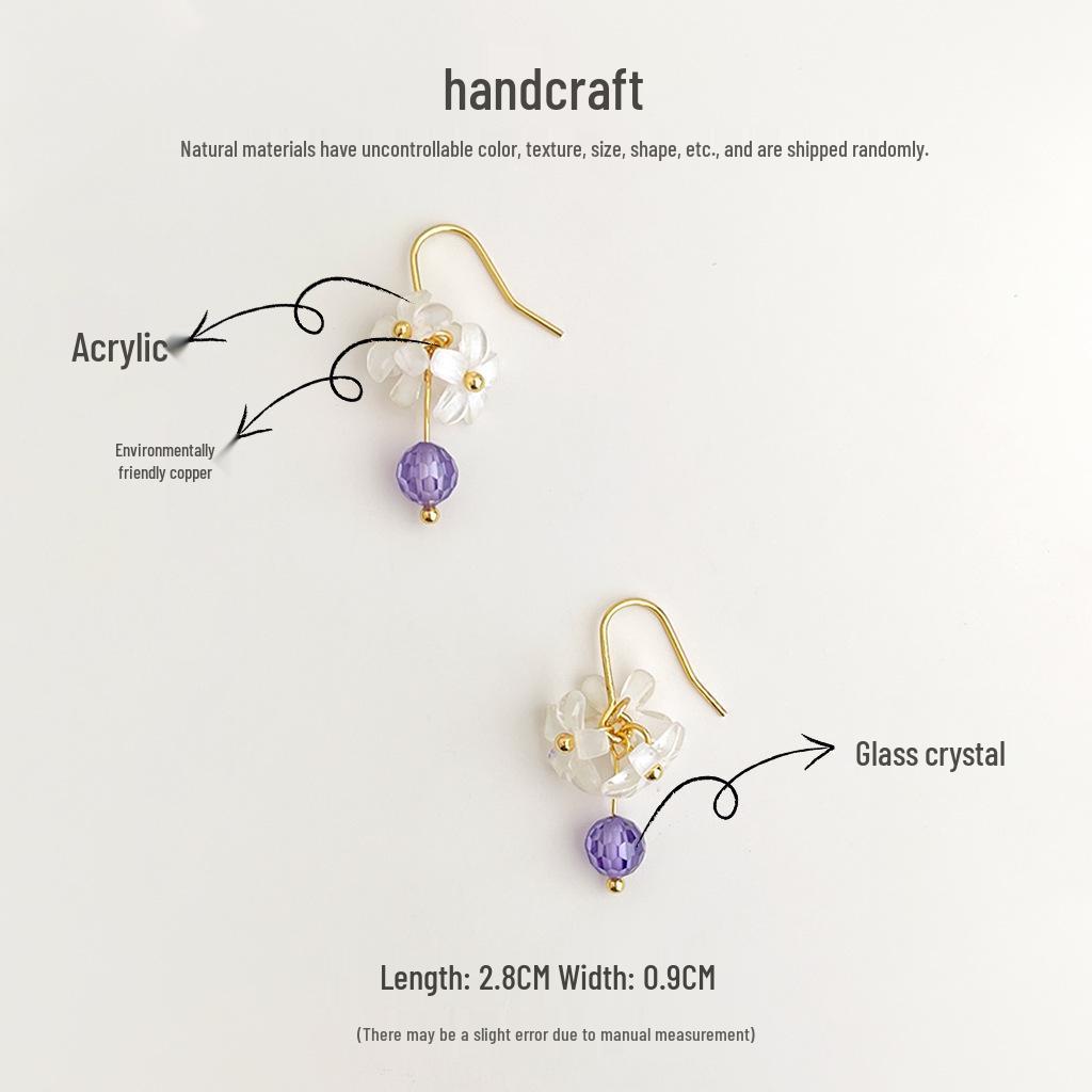Handmade Purple Crystal Flower Earrings: Fresh Forest Style, Elegant and Classy Jewelry for Women