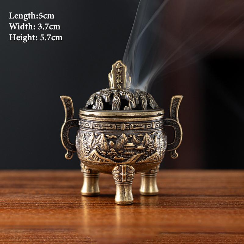 Vintage Alloy Incense Burner Stick Holder Three Legged Hollow Out Mini Sandalwood Censer Incense Burner Home Decoration