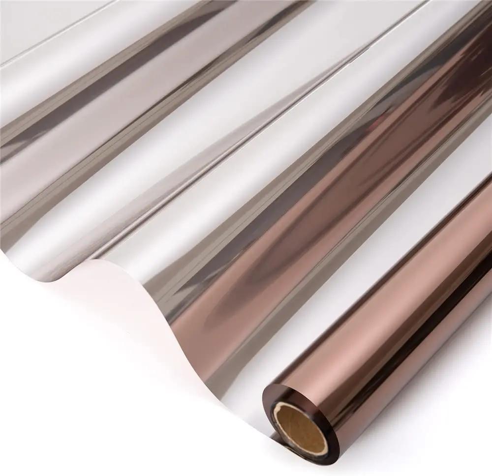 Silberne Sichtschutzfolie für Fenster, Einwegspiegel, Wärmeregulierung, Sonnenschutz, Verdunkelung, reflektierende Tönungsfolie für Glastüren für Zuhause