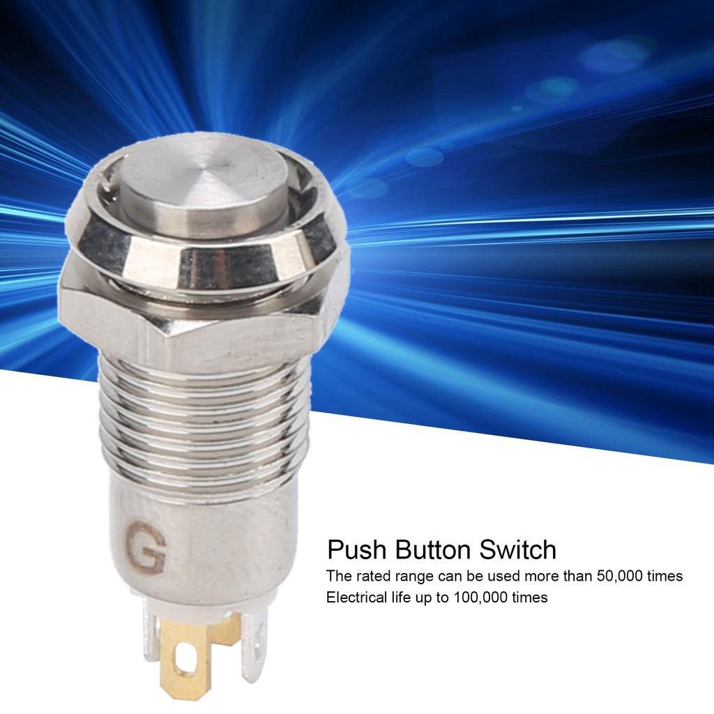 8mm Push Button Switch IP65 Waterproof Stainless Steel Push Button Start Switch 3VWhite