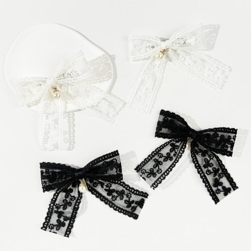 Elegante Haarnadel Schleifen Haarspange Schleifen Perlen 2000er Spitze Büsche Haarstyling