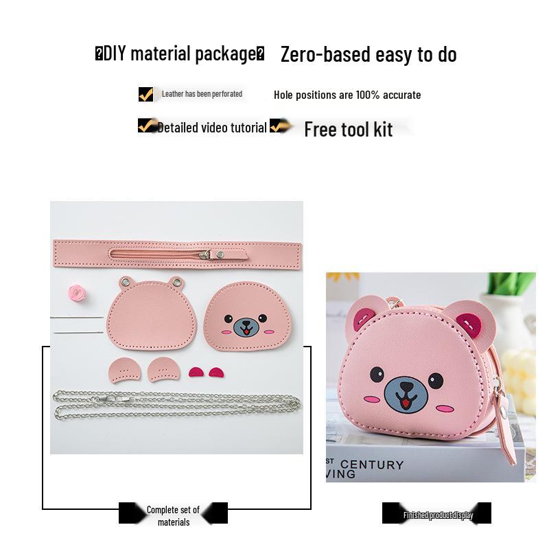 Handmade Cartoon Bear Woven Bag: Perfect for Coins, Keys & Red Envelopes, Portable & Quick To Make In 20 Minutes