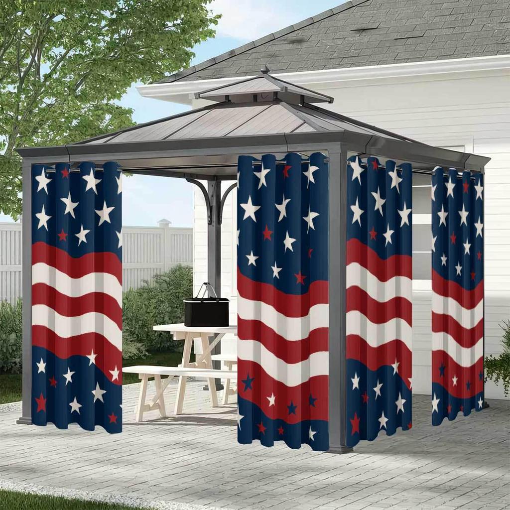 Maßgeschneiderte Verdunklungsvorhänge mit digitalem Druck der amerikanischen Flagge - Polyester, Doppelpaneel, Sonnenschutz