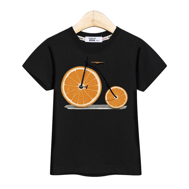 T-shirt Estiva Bambini Frutta Bicicletta Maglietta Divertente Ragazzi Ragazze Cartoni Animati Top Magliette a Maniche Corte