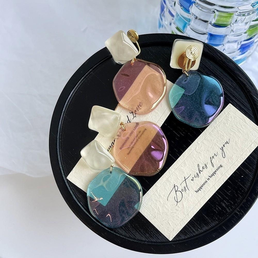 Sweet Irregular Geometric Ear Stud Wavy Round Jewelry Water Ripple Eardrop Spring Summer