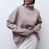 IHUASU Women's Fashion Casual Solid Colour Autumn and Winter Long Sleeve High Neck Loose Sweater