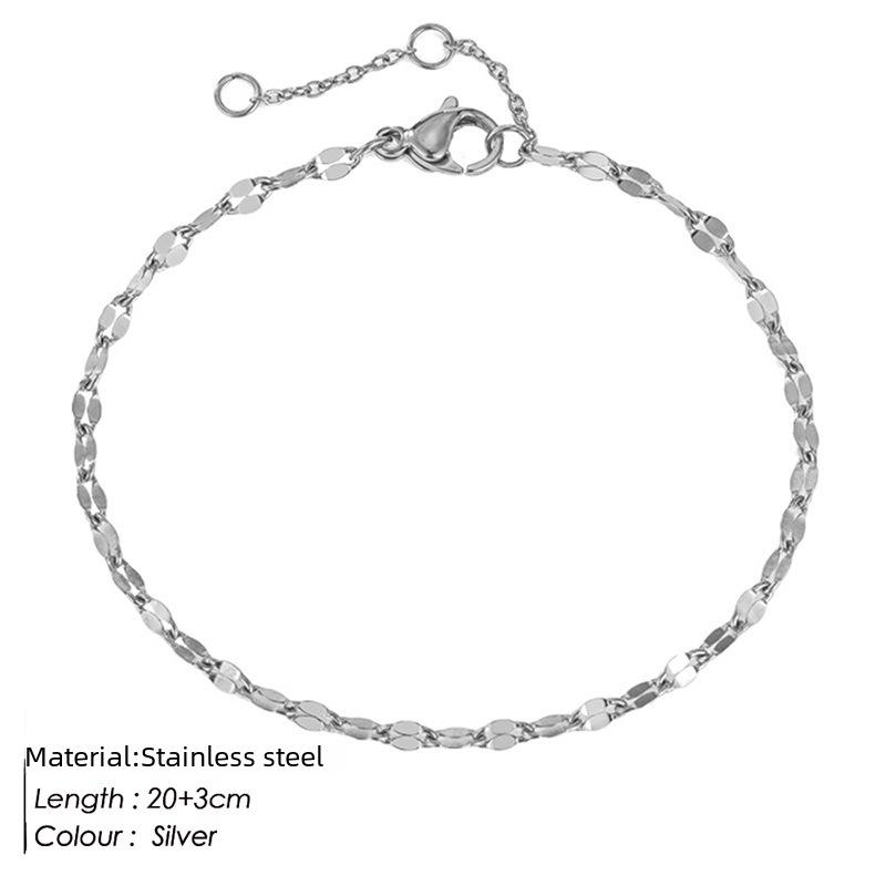 eManco Women's Gold-Plated Stainless Steel Lace Chain Anklet