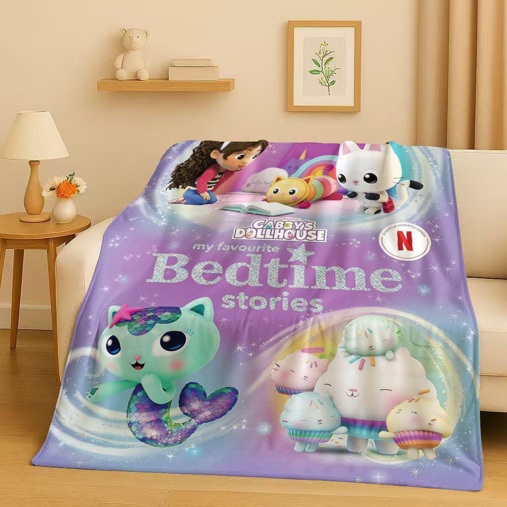 HD Niedliches Gabi's Puppenhaus Cartoon Flanelldecke, Ultra Weiche Warme Plüschdecke für Zuhause Schlafzimmer Bett Sofa Abdeckung Picknick Mädchen Geschenk