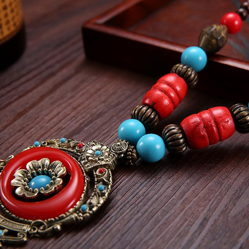 Bohemia Ethnic Necklace Pendant Vintage Strand Statement for Women Jewelry Accessories