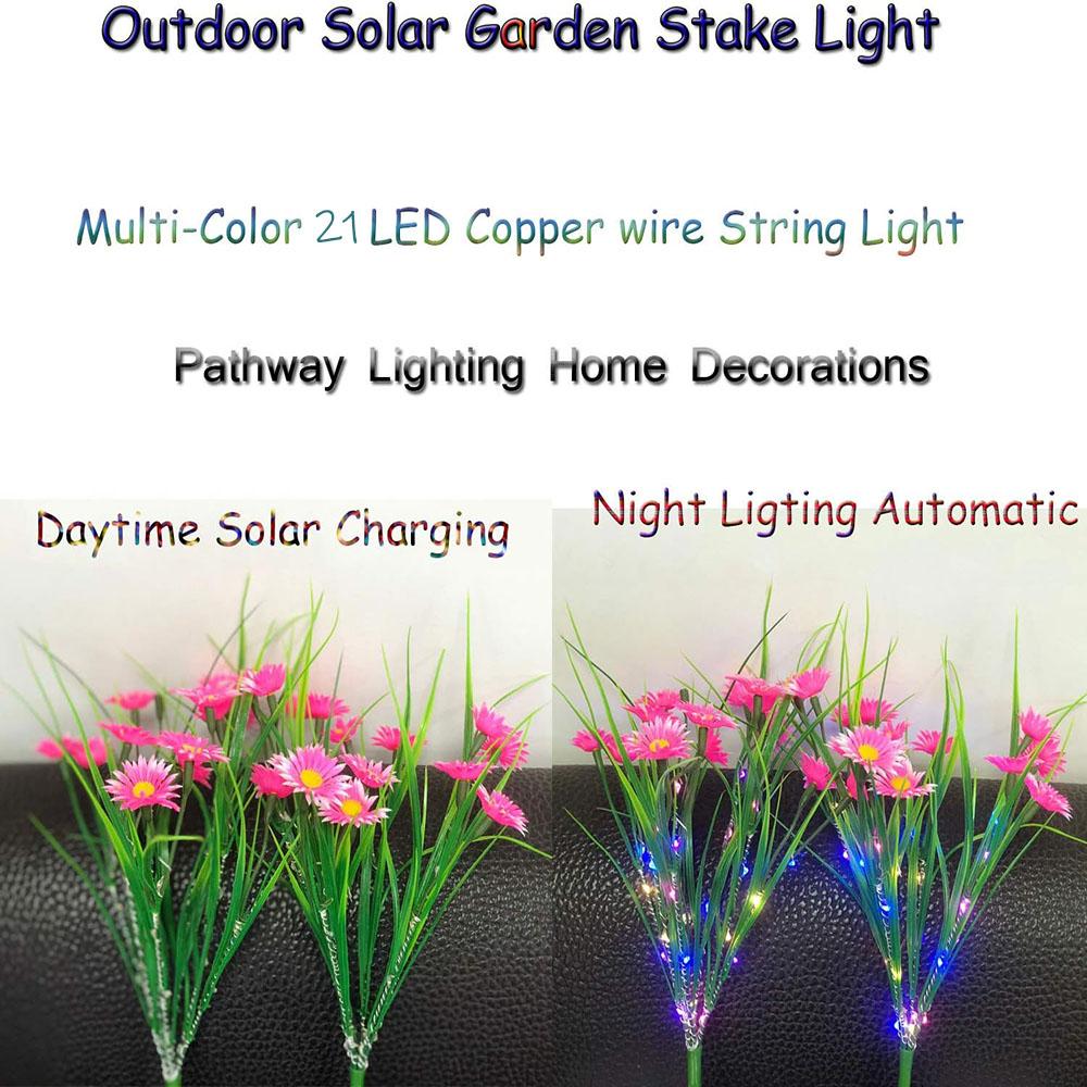 2PCS Solar Garden Lights LED Flower Stake Lamp Outdoor Yard Waterproof Patio Dec