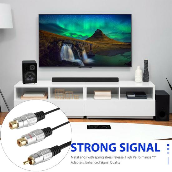 2 RCA Female to 1 Male Phono Splitter Y Adapter Cable/Lead-T Subwoofer Audio Sub
