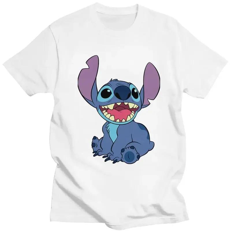 Stitch Anime T Shirt Pure Cotton Tshirt Leisure Tee Tops Short Sleeved T-shirt Slim Fit Clothing Unisex