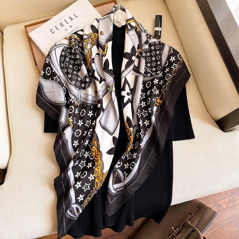 Hangzhou Silk 90 Square Scarves Silk Scarves Women Travel With Shirts Spring And Autumn Versatile Small Shawls