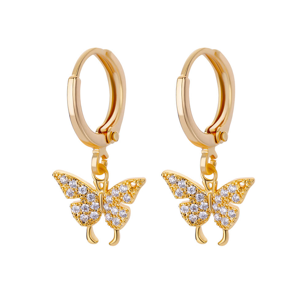 Zircon Butterfly Pendientes EarringsFor Women Stainless Steel Gold Butterfly Earring Trend Girl y2k Jewelry aretes mujer