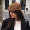 Solid Color Winter Forward Hat Warm Retro Flat Cap Unisex Suede Newsboy Cap  Daily