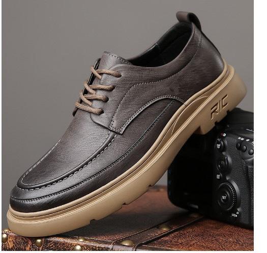 

[New men s casual leather shoes] Cowhide hand-stitched fashion/casual shoes 44 - standard leather shoe size