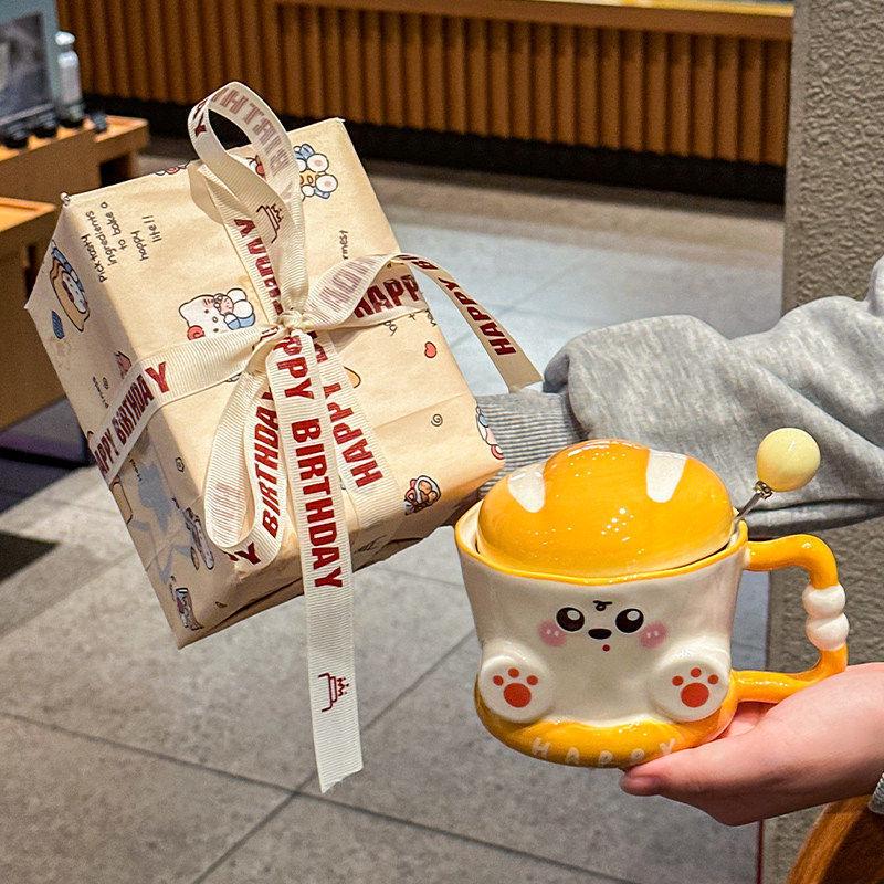 Cute Bread Ceramic Mug: Practical Souvenir for Boys & Girls with Creative Gift Box