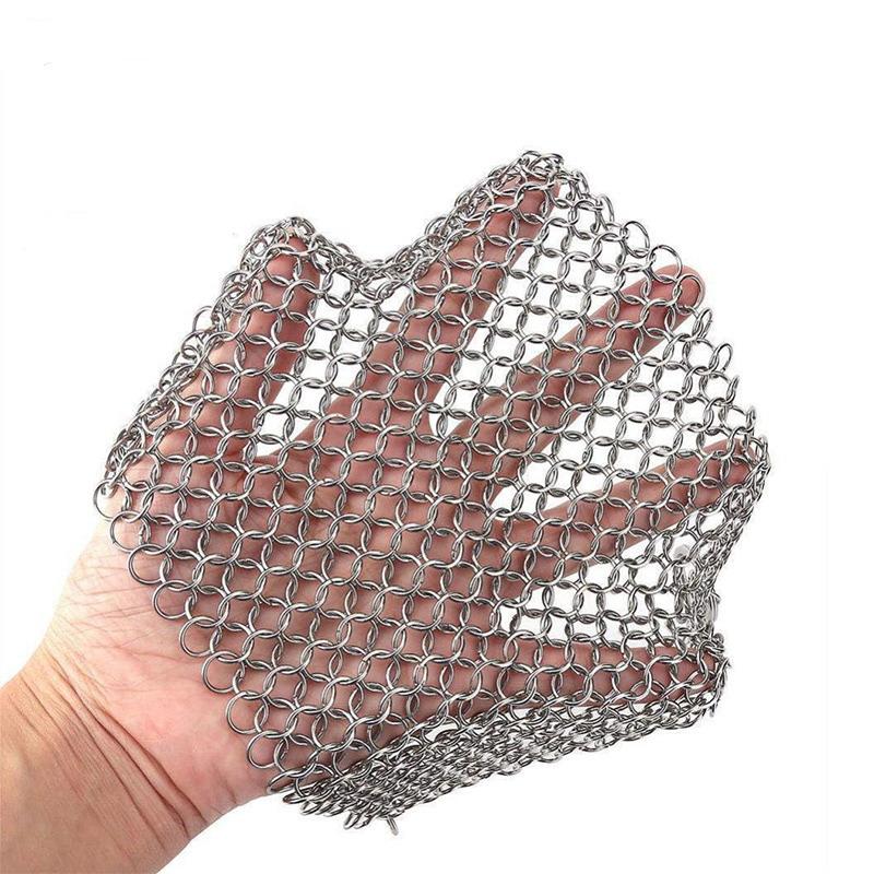 Stainless Steel Chainmail Scrubber 1Pcs Rust Proof Scratch Free Ideal Gift for Cooking Lovers Kitchen Cookware Cleaning