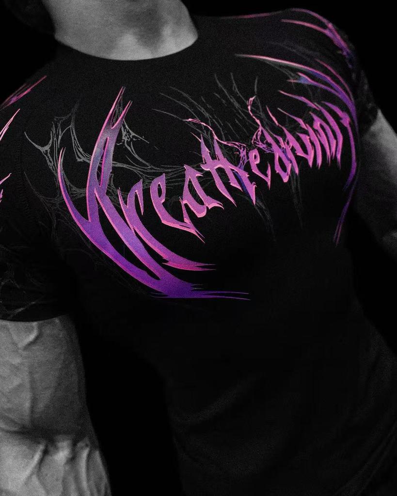 Tricou Fitness Breathedivinity pentru Bărbați cu Uscare Rapidă - Respirabil, Elasticitate Ridicată, Mânecă Scurtă, Compresie.