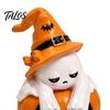 Funny Melancholy Ghost Gift Pumpkin Figurine, Cute Sad Leaning on Desk Figurine for Entryway Decor, Spooky Halloween Decoration Home Table Shelf