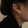 Vintage Silver Color Long Earrings Wire Tassel Chain Drop Earring Women's Ear Line Straight Hanging Earings Korean Jewelry Gifts