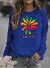 Sunflower Print Women's Round Neck Hoodie