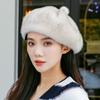 Big Head Circumference Black Beret Female Winter New Trendy Face Small Mink Hair Hat Octagonal Hat Cloud Hat Milliner