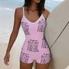Summer Beach Pool Wear Fluid Geometry  Printed One Piece Boy Short Swimsuit Women Athletic Slim Fit Bathing Suit