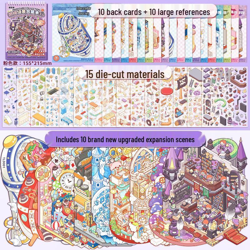 3D-Aufkleber mit Cottage-Szene: Miniatur-Landschaftsbau & DIY Journal Set