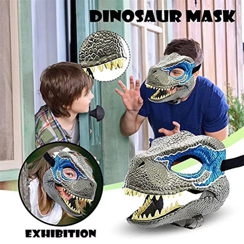 Cosplay Props Halloween Dinosaur Mask Moving Jaw Dragon Headwear  Kid Children Toy