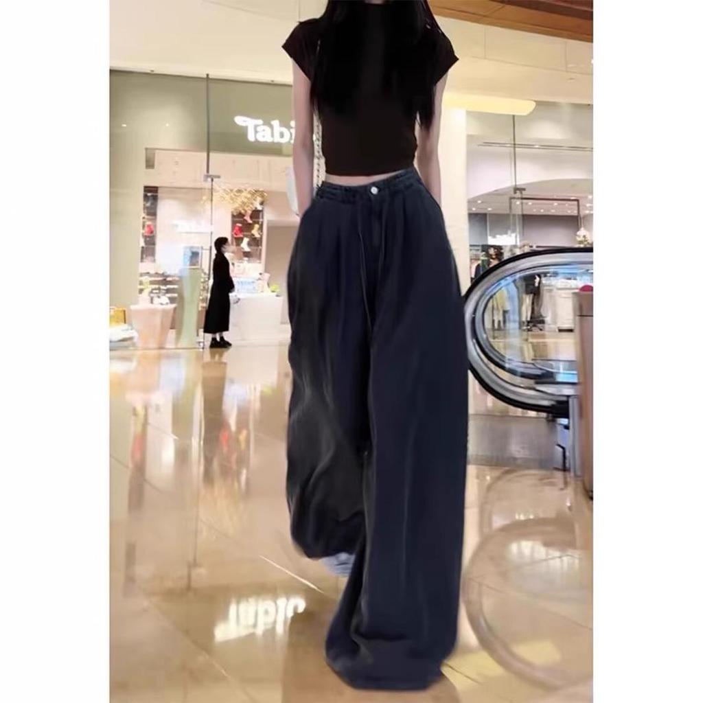 2025 Summer Women's Loose Fit Wide Leg Pants - Slimming, Versatile, Elastic Waist