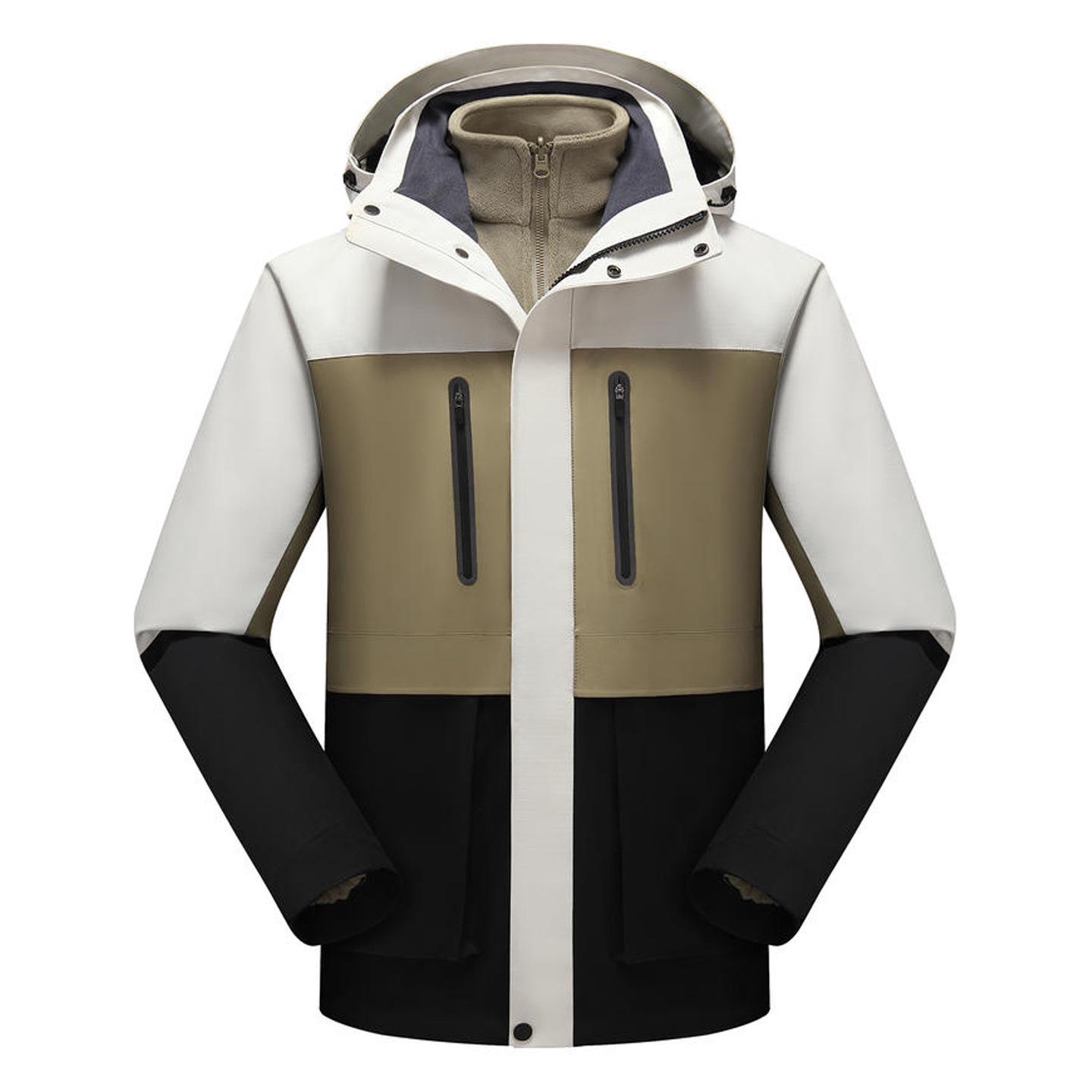 

Unisex Waterproof Hooded 3-in-1 Jacket: Windproof Outerwear, Customizable with Logo, Ideal for Workwear and Team Uniforms. M
