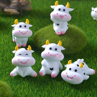 Mini Schattig Koe Figuurtje Ambacht Miniature Model Huisdecoratie Accessoires Bureau Tuin Micro Landschap Ornamenten Cadeau