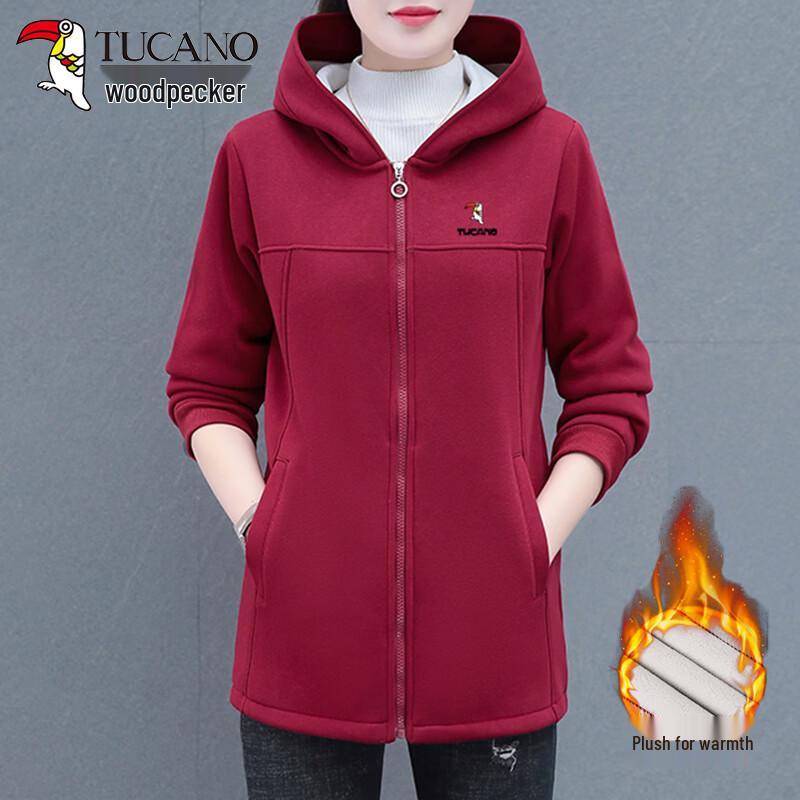 Women's Mid-Length Fleece-Lined Hooded Coat