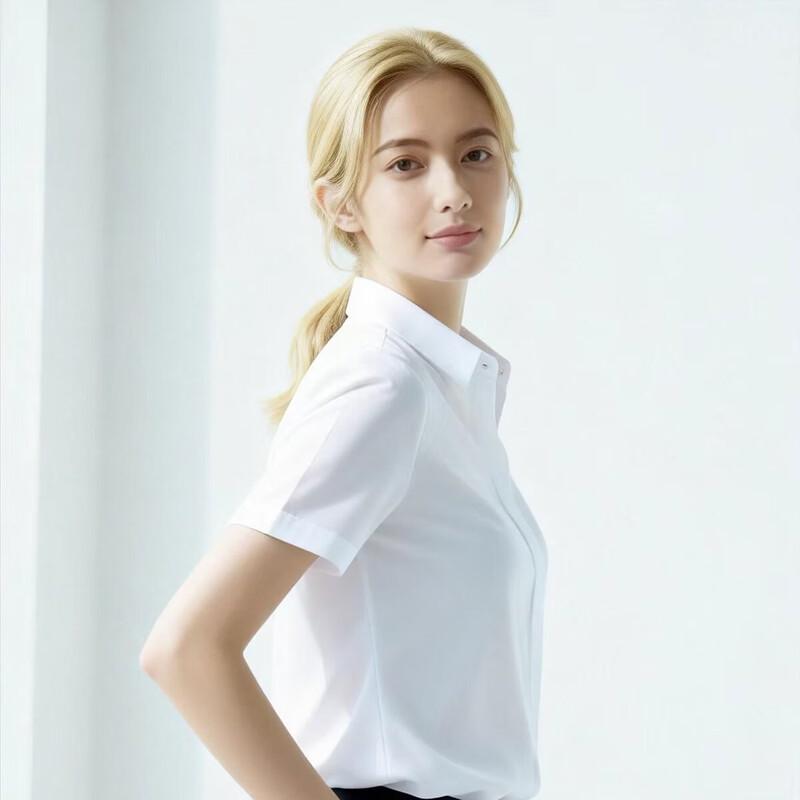 

Women s Short Sleeve Professional White Shirt S (155)