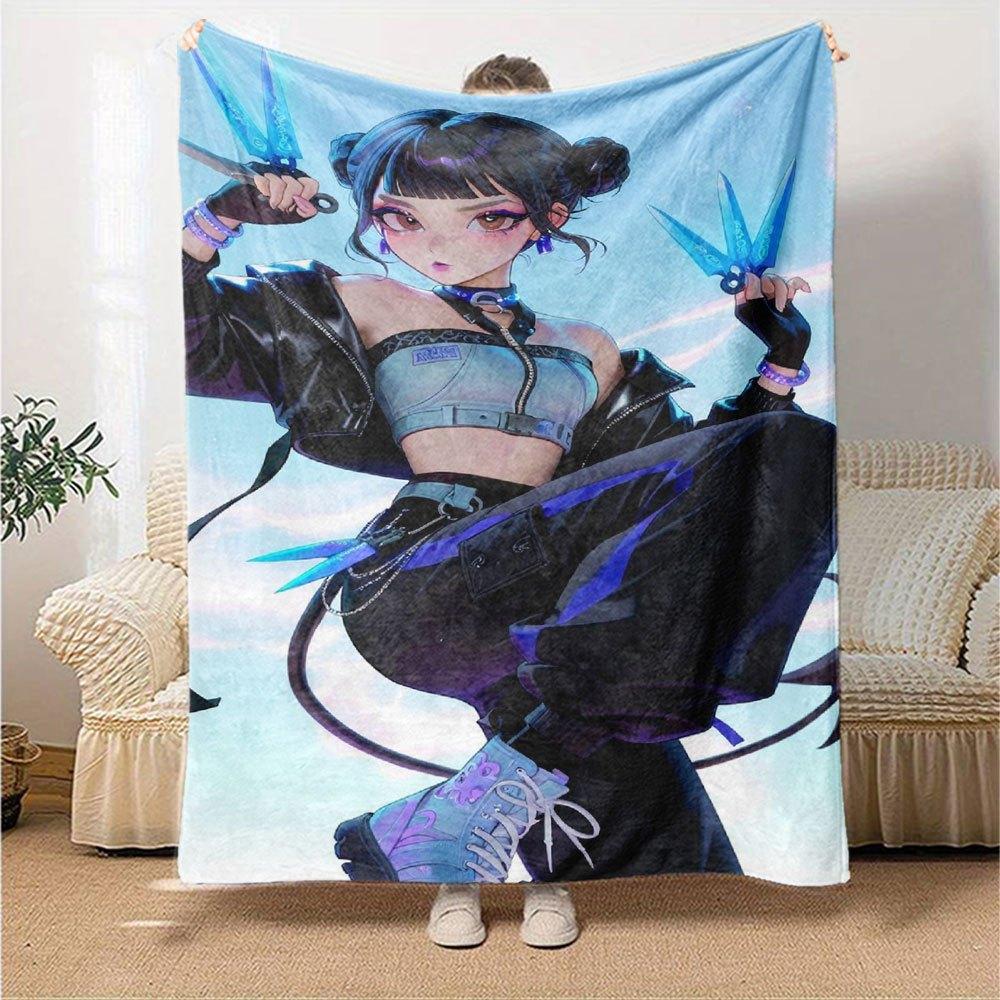 1pc Hunter X Kopo group Themed Flannel Blanket Suitable for Bed, Home Decor, Graduation Gifts, Easter, Back to School, Christmas, All Season Use