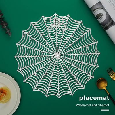 Halloween-Tisch-Tischset, kreatives Kunststoff-Spinnennetz-Tischset, wasserdicht, ölbeständig, wärmeisolierend, Schüsselmatte, wiederverwendbar, Anti-Verbrühungs-Pad, Küchenzubehör