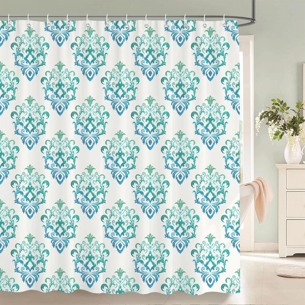1 Pcs simple printing polyester shower curtain waterproof fabric, European elegant pattern bathroom partition curtain