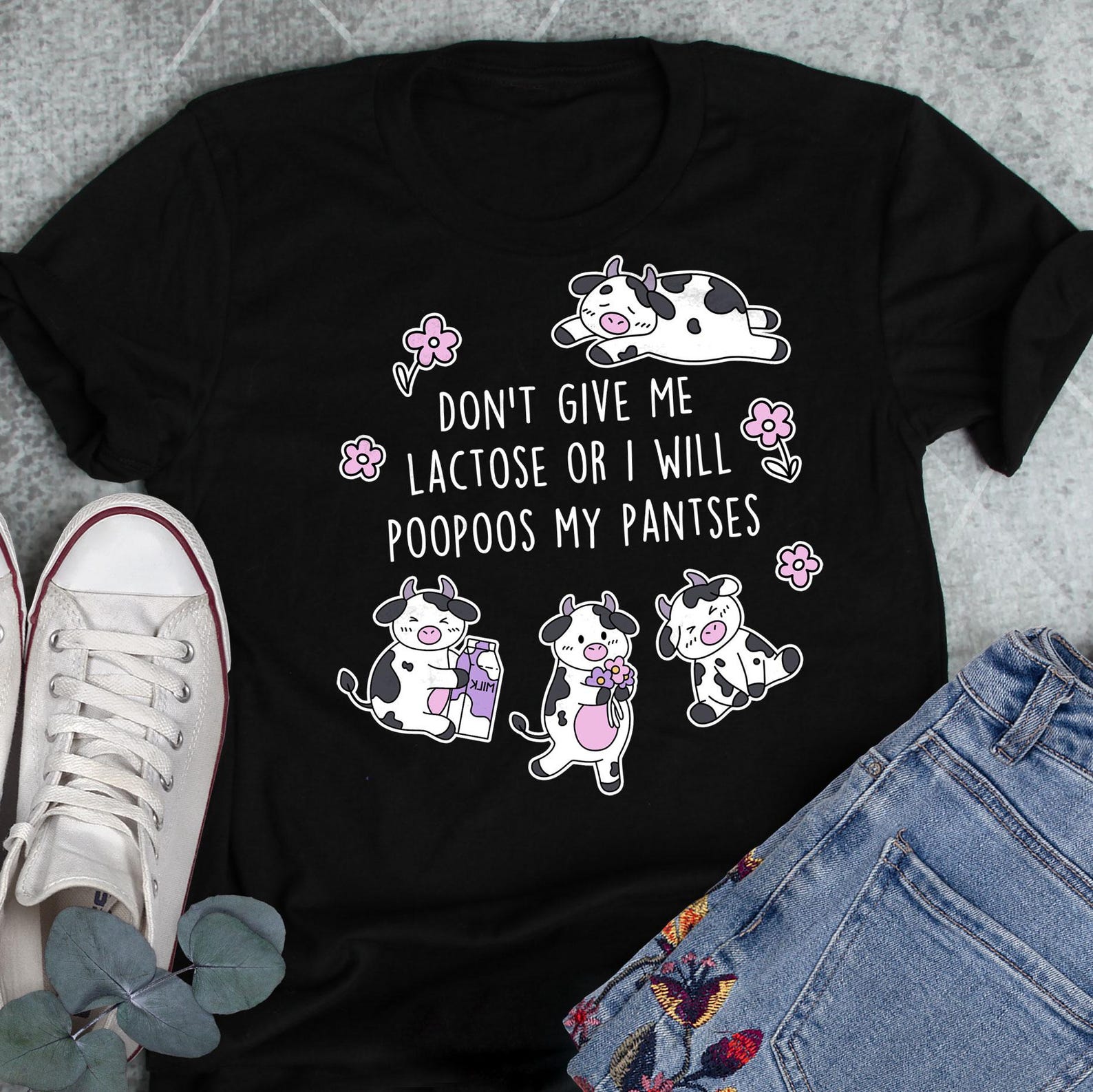 Lactose Intolerant Shirt, , , Dairy Free Gift, Dairy Lover Tshirt, Cheese Lover T-shirt, Gift For Him Her, IBS Sibo Crohn s Cute Cow 120