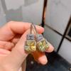 Jewelry Simulation Yellow Diamond Pendant, Stud Earrings, Necklace, Female Colorful Treasure Set.