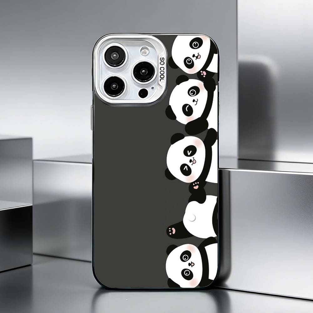P-Panda illustration Phone Case For iPhone 17,16,15,14,13,12,11 Plus,Pro Max,XS,Colored silver phone case